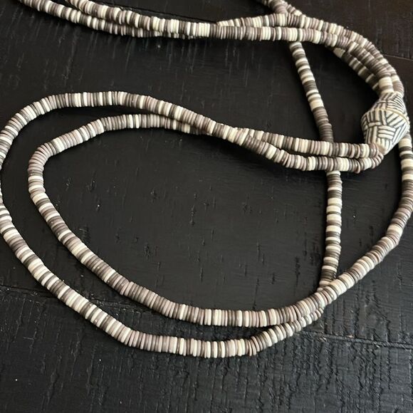 Disc Long Double Layer Boho Western Coconut Shell Necklace - Picture 4 of 11